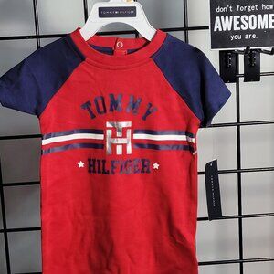 Tommy Hilfiger Baby Boy Red Logo Romper - Size 12 Months